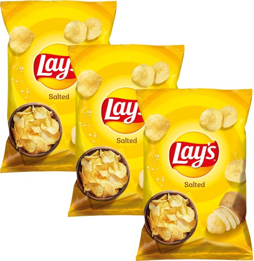 3x LAY'S Zemiakové lupienky, hladké, solené soľou, 130g