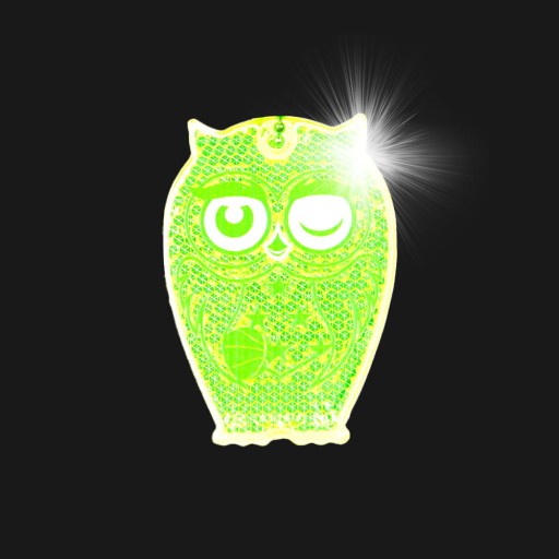 Reflexný prívesok Tvrdá sova zelená CE