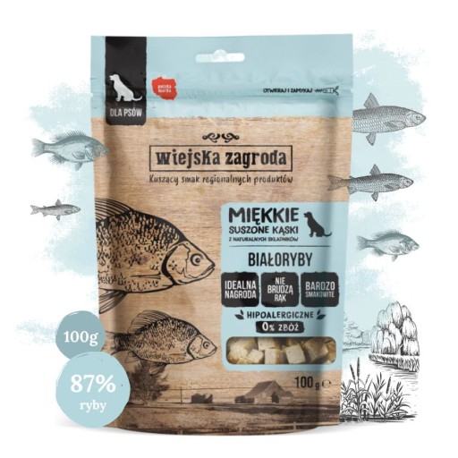 Wiejska Zagroda Pochúťka pre psa Natural Jemné sušené sústa RYBA 100 g