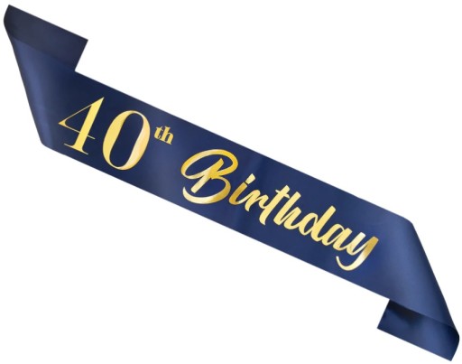 Birthday Sash 40 Birthday námornícka modrá a zlatá