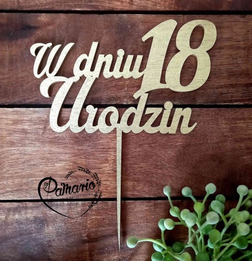 Topper k 18. narodeninám Dekor k 18. narodeninám 13cm ZLATÝ