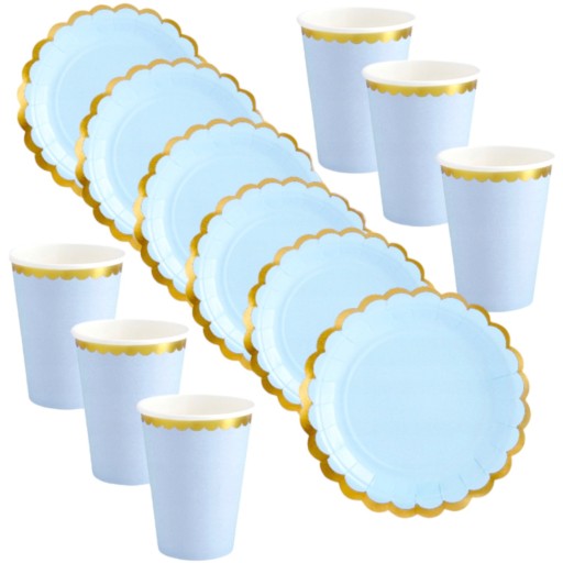 Párty set MODROZLATÉ retro POHÁRKY A PAPIEROVÉ TANIERE