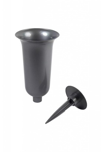 VLOŽENÝ VÁZOVÝ VENTIL (1) STRIEBORNÝ 20 CM NA CINTORÍN