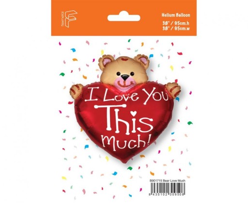 Fóliový balónik BEAR srdce I LOVE YOU na Valentína, veľký, 95 cm, na HEL