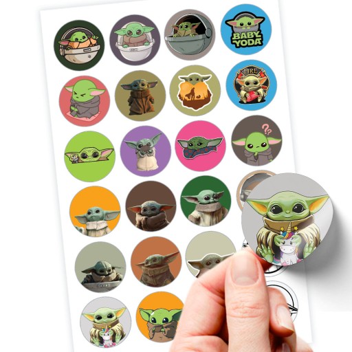 24 NÁLEPEK BABY YODA GROGU SUPER KVALITA