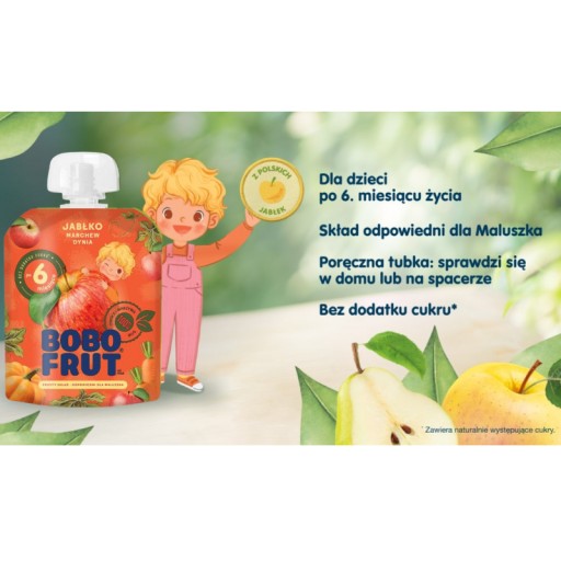 BOBO FRUT ovocná pena jablko mrkva tekvica pre deti Gerber 6m+ 90g