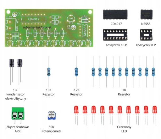 NE555 LED modul plávajúceho svetla na spájkovanie učebnej sady
