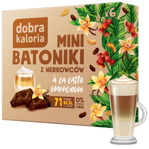 DOBRÉ KALÓRIE Tyčinky Mini káva Latte Vanilková káva bez cukru snack