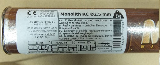 Monolith RC zváracie elektródy Ø3,2; 1 kg rutilu.