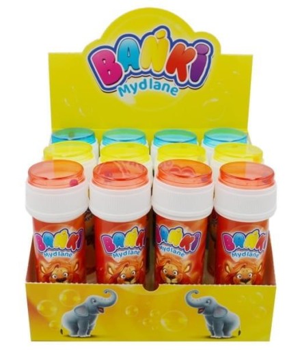 Mydlové bubliny, 12 kusov, farebné, 60 ml, Zvieratká