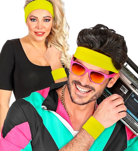 Náramky Ruky Neon YELLOW Disco Party 80s Karneval 2 ks.