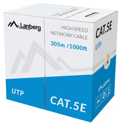 SIEŤOVÝ KÁBEL UTP CAT 5E, SKÚTENÝ PÁR Lanberg 20m YELO