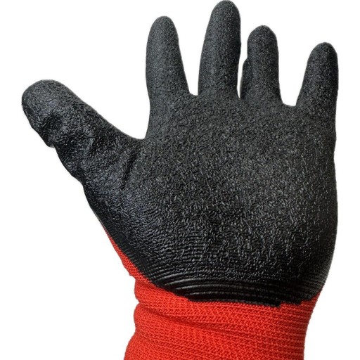STALCO, polyester 10, červené, pracovné rukavice BOZP do záhrady a garáže