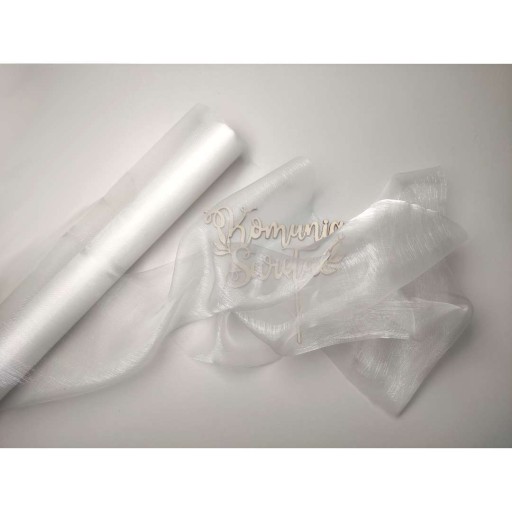 Organza BIELA šumivá dekorácia na stôl bežec na stôl COMMUNION svadobná 36x900 cm