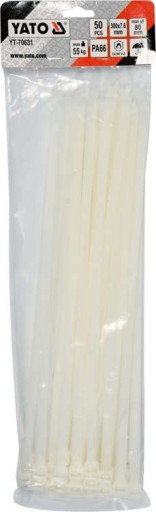 Sťahovacie pásky 7,6x300mm Ø80mm YATO WHITE plastové sťahovacie pásky 50ks