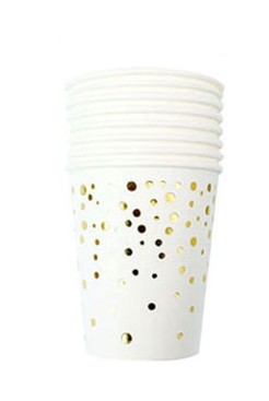 Biele dekoračné narodeninové poháre 220 ml párty