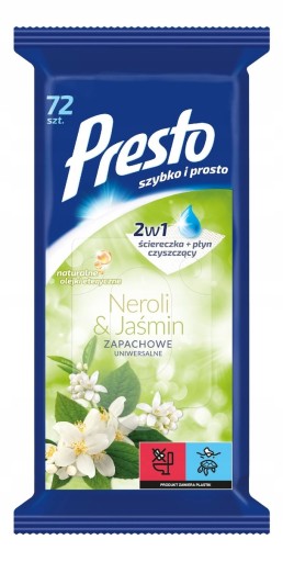 Presto Clean Čistiace utierky + tekuté 2v1 univerzálne Neroli & Jasmine