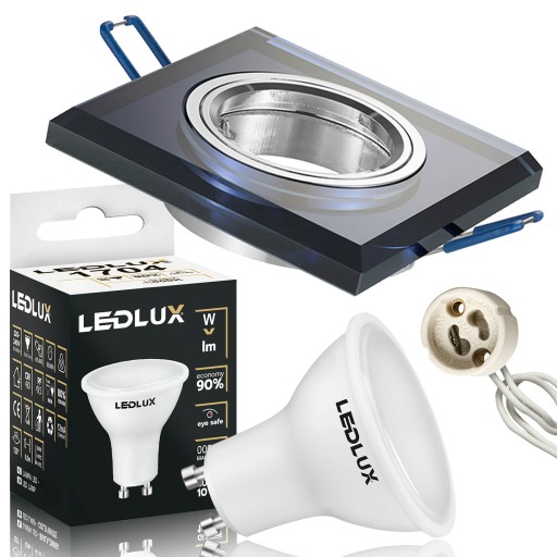 Štvorcové sklenené halogénové svietidlo + GU10 LED žiarovka 7,5W 3 FARBY