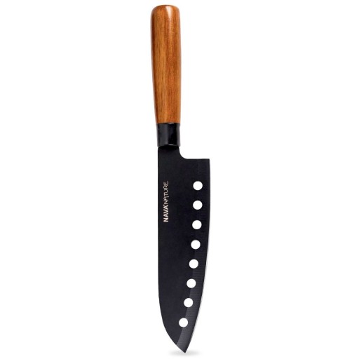 Kuchynský nôž z čiernej ocele SANTOKU na sekanie NATURE
