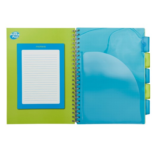 PUKKA PAD Neon kruhový zápisník A4, modrý, kockovaný
