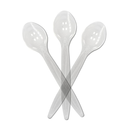 LYŽIČKA TRANSPARENTNÁ PRÉMIOVÁ ČIERA 17cm (100) ČERVENÁ PLAST