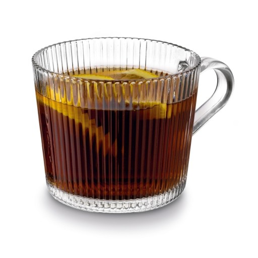 Veľký SKLENENÝ hrnček NA KÁvu, čaj, dekoratívne sklo na nápoje, PRUHOVANÝ, 400ml