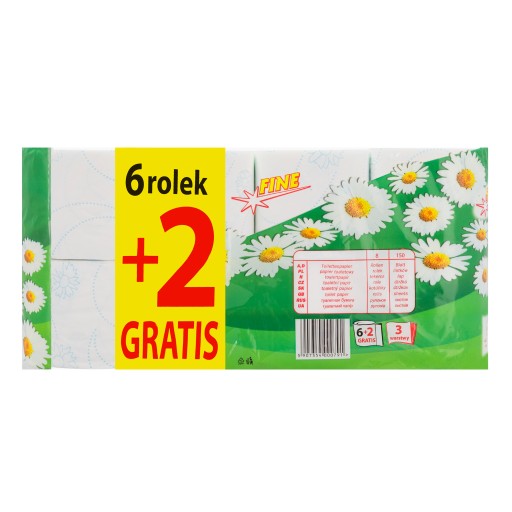 Harmančekový toaletný papier 3 vrstvy 8 roliek FINE