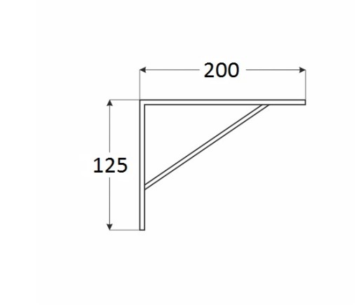 Technická oceľová podpera 200x125x20x3mm biela