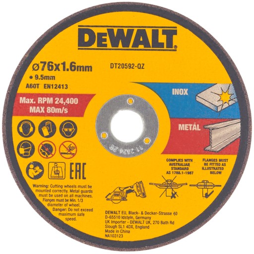 3x kovový kotúč 75x1,6mm DCS438 DeWALT DT20592
