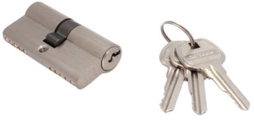 VALEC DO ZÁMKU DVERÍ CYLINDER CYLINDER 20/20mm NIKEL 3 MOS KĽÚČE.
