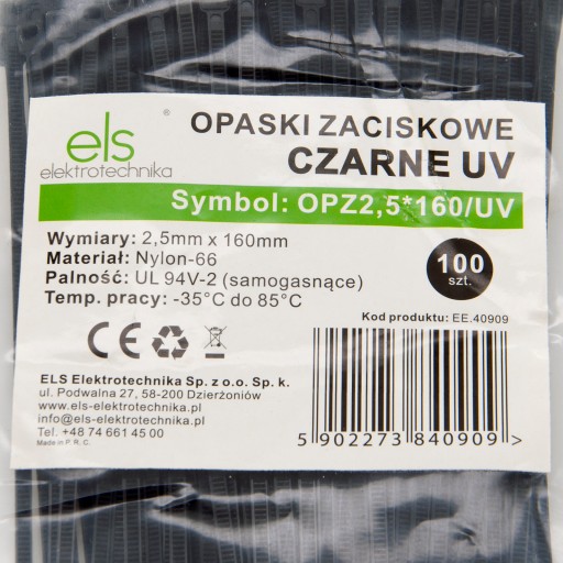 DLHÉ KABELOVÉ VIAZAČKY 2,5X160mm KABELOVÉ VIAZAKY UV 100 ks.