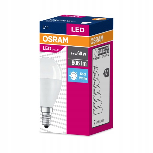 OSRAM LED guľôčková žiarovka E14 7W = 60W 806lm 4000K