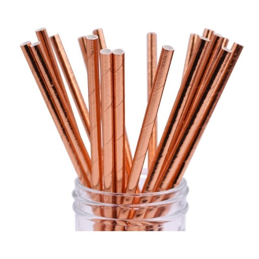 Papierové slamky Rose Gold 10 kusov PAL