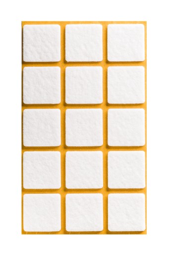 Samolepiace plstené podložky pod štvorcový nábytok – BIELE 28x28mm