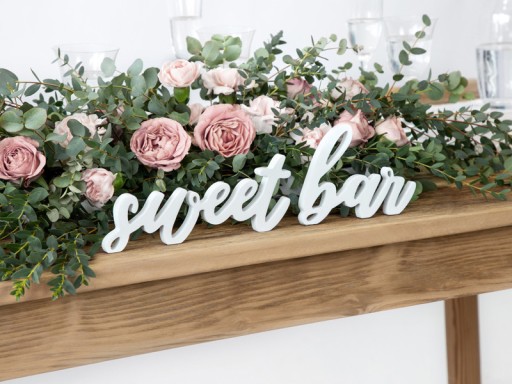 Drevená tabuľka na stôl - Sweet bar, 10 x 37 cm