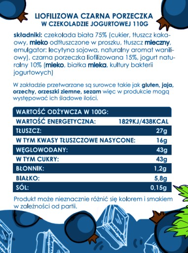 FORMELO MRAZOM SUŠENÉ ČIERNE ríbezle V ČOKOLÁDE JOGURT 110G