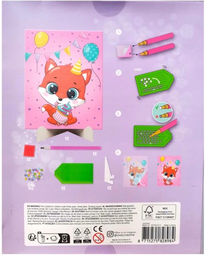 DIAMANTOVÁ MAĽBA VEĽKÝ OBRAZ 18cm x 23cm PÁRTY MAČIATKO Urob si to sám!