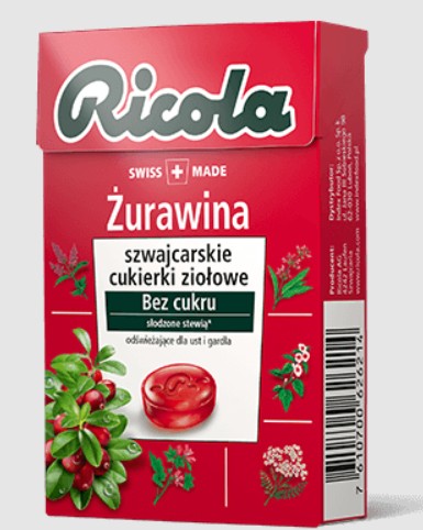 Ricola Cranberry Švajčiarske bylinkové cukríky 27,5g