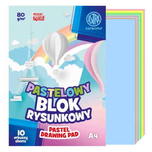 A4 pastelový blok na kreslenie 10 listov 80g/m2 ASTRA