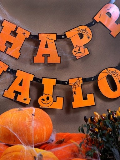 Oranžové záclonové dekorácie Halloweenske dekorácie