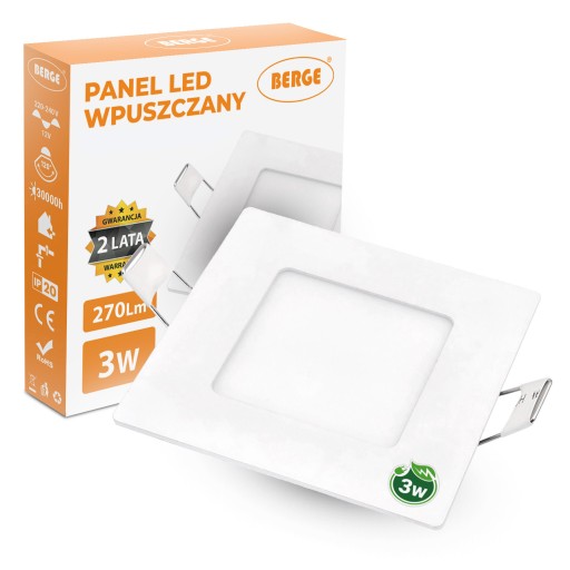 LED panel SQUARE RECESSED 3W 3-farebné stropné svietidlo