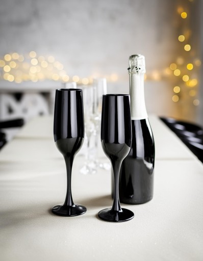 POHÁR NA ŠAMPANSKÉ, PROSECCO 200ml, ČIERNA