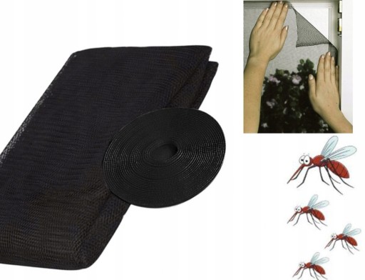 SIEŤKA PROTI KOMÁRIU NA OKENNÝ HMYZ 150x180 ČIERNY VELKÝ ZDROJ PROTI KOMÁROM A MUCHÁM