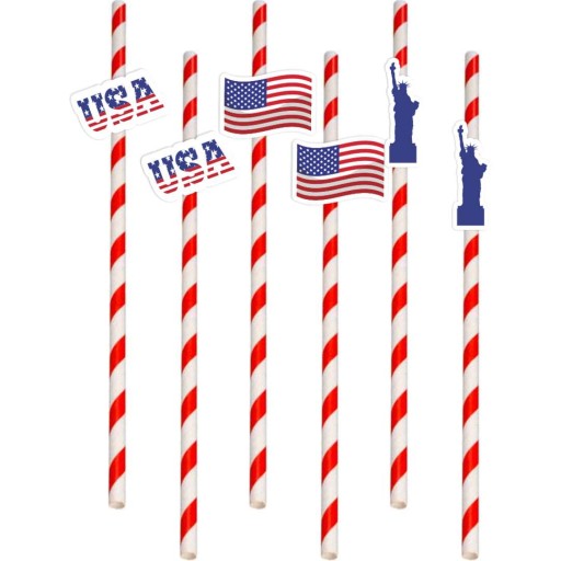 Pruhované slamky USA Americké VLAJKY socha x6