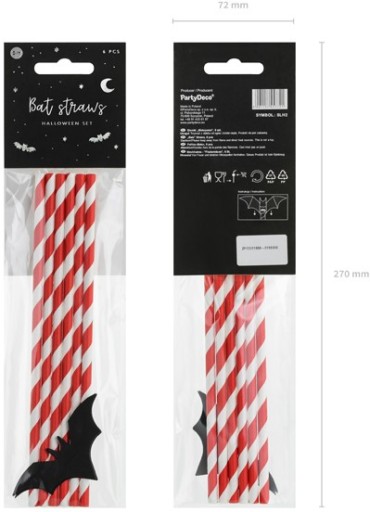 Halloweenske slamky Netopiere 24 cm 6 ks párty