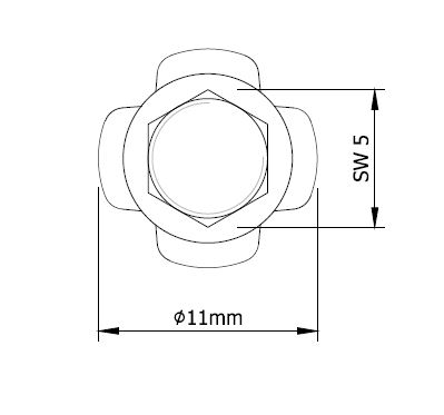 Zásuvka 10x M5x13 mm, oceľová vložka skrutkovaná do dreva