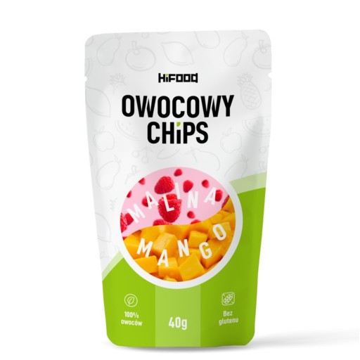 OVOCNÉ ČIPSKY Malina-Mango 40g HiFOOD ZDRAVÁ OBJÍDKA 12m+