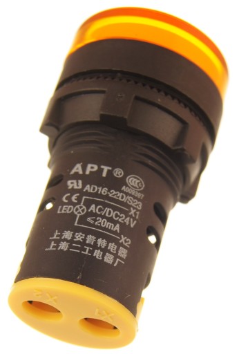Napájanie kontrolky 22mm 24V žltá