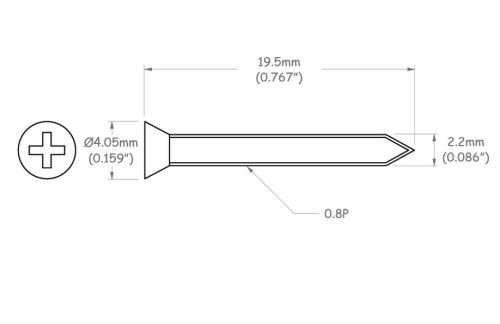 Kužeľová skrutka 2,2 x 19 mm Zlatá, zlatá