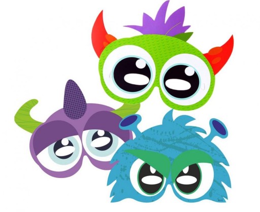 Papierové masky Happy monsters - sada 3 kusov HALLOWEEN